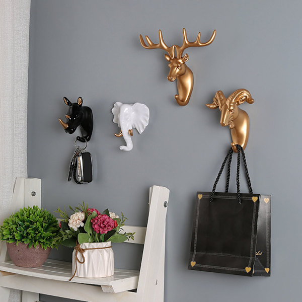 Hartsi Eläimen Muotoinen Koukku Seinälle Asennettava Ripustuskoukku Koristeellinen Koukku Takille Pyyhkeelle Avaimelle Golden Deer Head