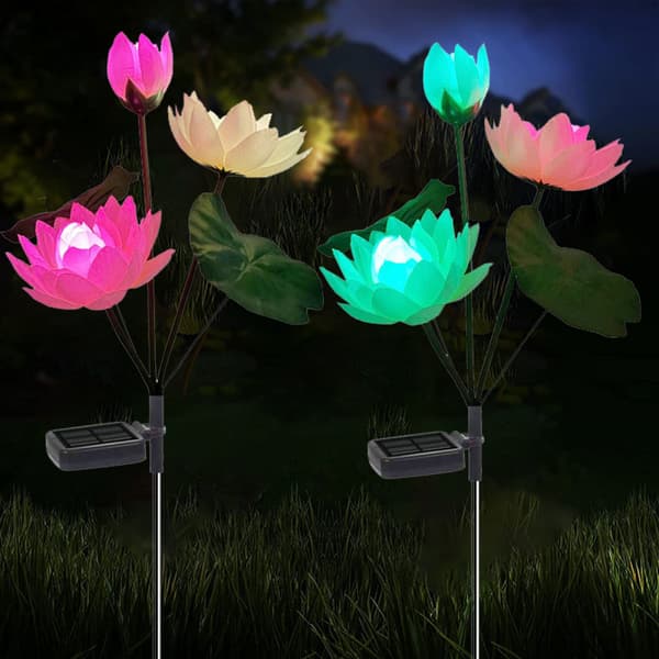 Udendørs Solar Lotus Lampe, Opgraderede Solar Havelamper til P White