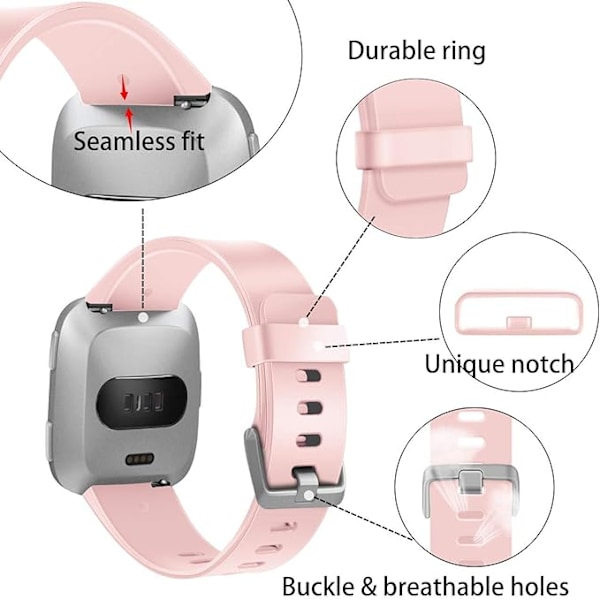 Älykellon ranneke sopii Fitbit versa älykellolle, versa 2 ja versa Lite se -kelloille naisille ja miehille (Pink-S)