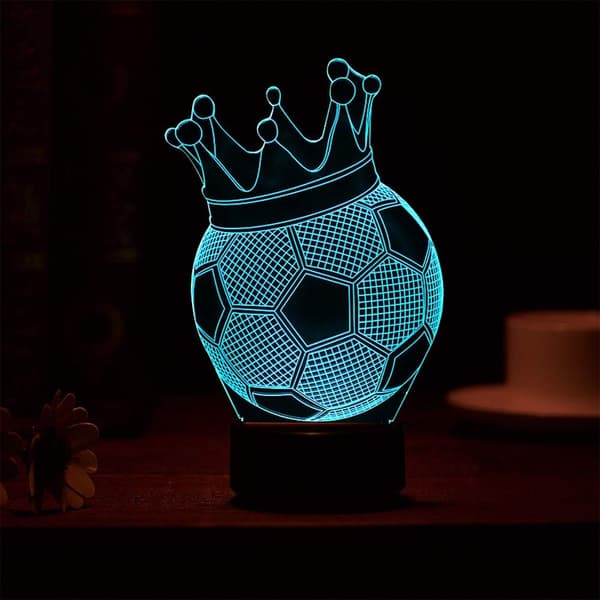 Fotball 3D LED-lampe, 7 farger optisk illusjonskunst