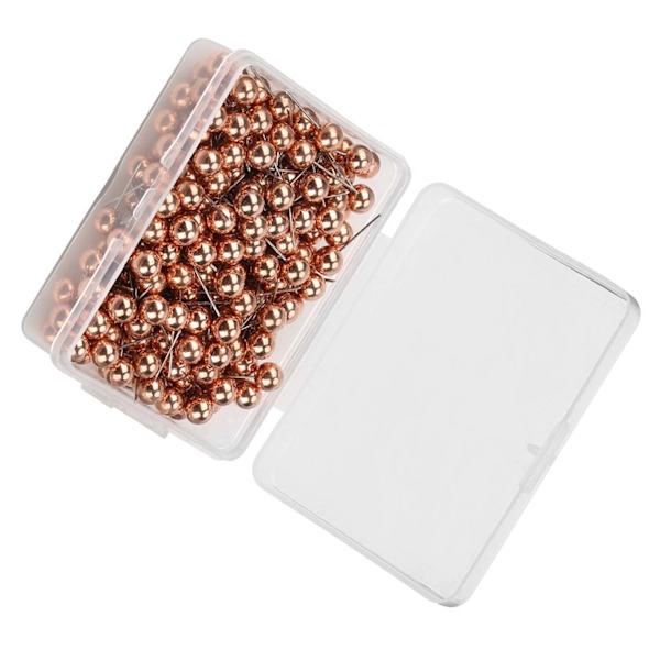 200 stk runde kuleplasttrykknåler Thumbtack Pins dekorativt DIY-verktøy (rosa gull)