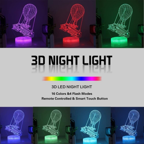 Batttlebus Spillrom Nattlys Lampe 3D Visjonseffekt LED Nattlys