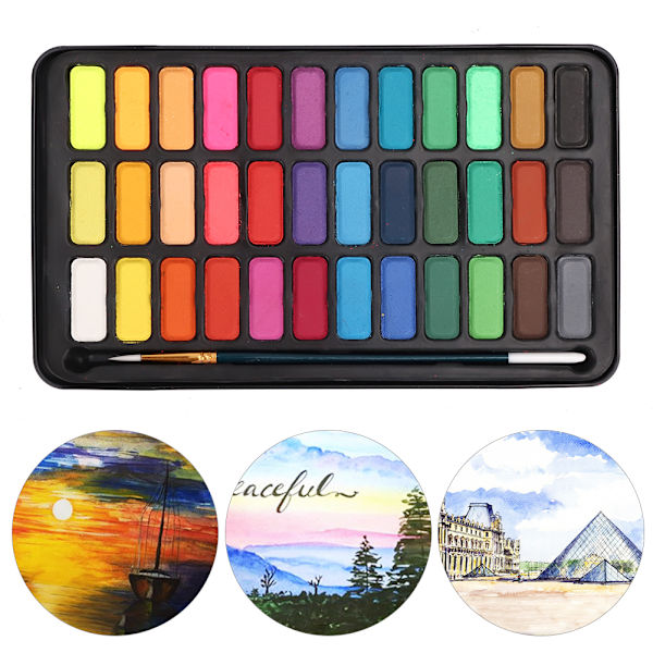 36 farver fast vandfarve pigment tegne maling kunst maleri værktøjssæt med jernkasse