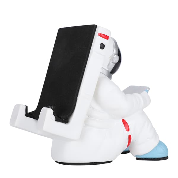 Multifunktionel mobiltelefonstativ i harpiks, astronautfigur, statue, skrivebordsstativ til telefon