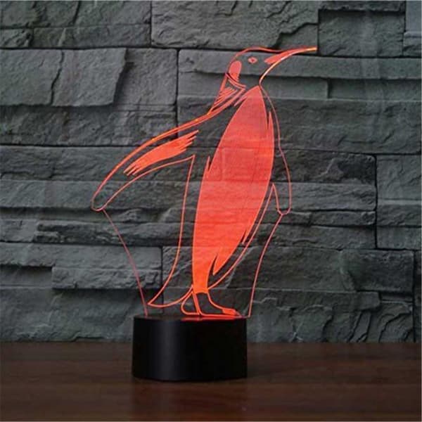 Abstrakt 3D optisk illusion pingvinform färgglad lampa