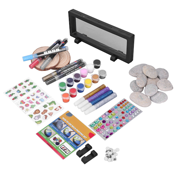 Barn Måla Stenar Kit DIY Måla Handgjorda Stenar Måla Set Öva Hand-Öga-Koordination Sten Dekorera Kit