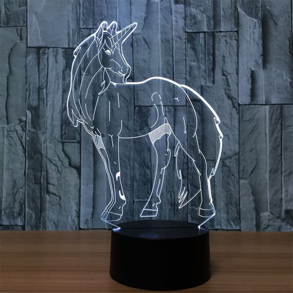 3D LED Vild Ulv Optisk Illusion Natlampe, 7 Farveskift