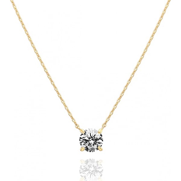 18K guldpläterat kristall solitär 2 karat halsband | Dam