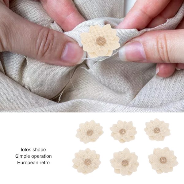6 st Jutesäckblommor Lotosform Europeisk Retro DIY Jutesäckblommor Handgjorda Vita Tygblommor för Bröllopsfest