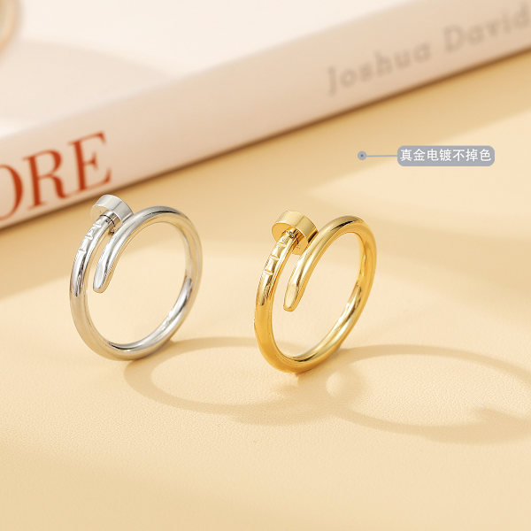 Nagelring 18K Gult Guld/Vitt Guld Ring Kärleksring För Kvinnor Födelsedag Julgåvor（Guld）