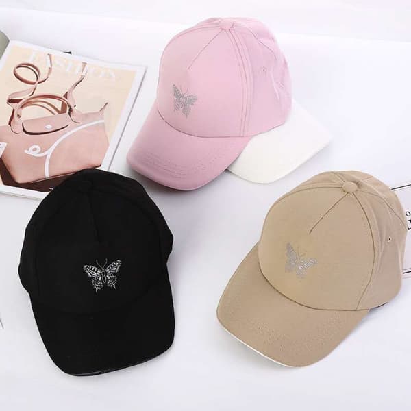 Hatt Dame Reflekterende Sommerfugl Fire Årstider Allsidig Casual Khaki