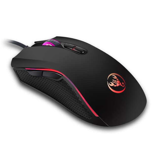 Fargerik lysende gamingmus, kablet gamingmus med fire