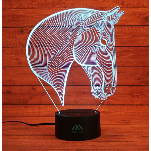 3D Häst Nattlampa 7 Färger LED Touch Bordsslampa Energisparande Djurlampor Mode Kreativ Heminredning Present