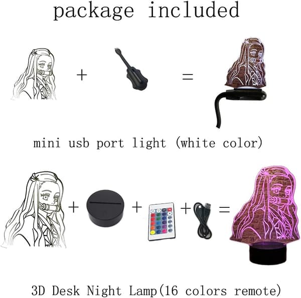 Kamado Nezuko 3D Illusjon Demon Slayer Merchandise Nattlys LED