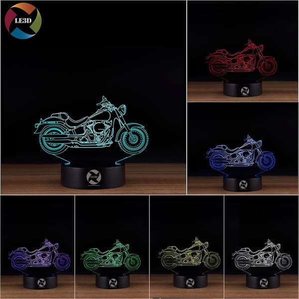 3D Optisk Illusions Natlampe - 7 LED Farveskiftende Lampe