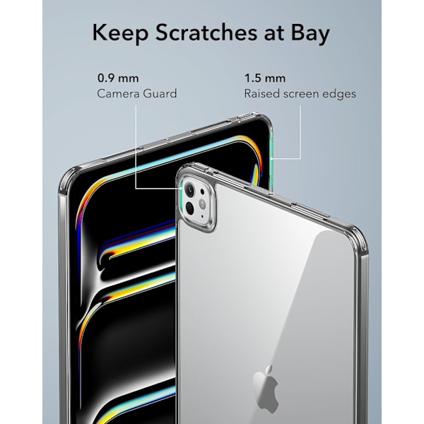 iPad Pro 11 tuuman suojakotelo M4 (2024), ohut ja kevyt, suojaa iskuilta ja pudotuksilta, ei kellastu, kova takaosa, tukee Pencil Pro -kynää Clear Black Pro 11 2024