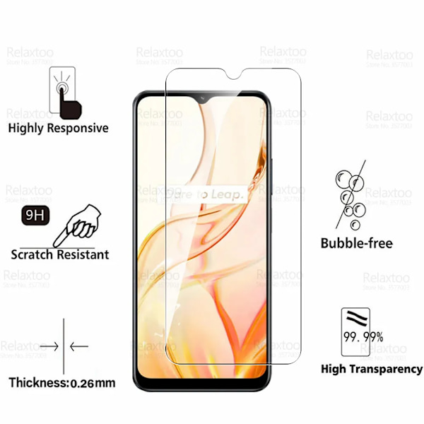 Härdat glas för Realme C30s skärmskydd RealmeC30s Realmi C 30s C30 30 S 6,5\" RMX3690 skyddande film