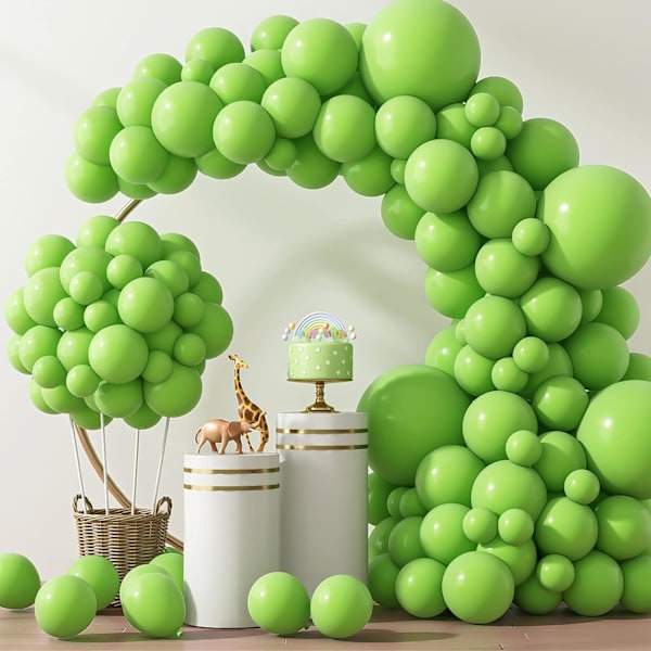 Lime Green Balloons 129pcs Light Green Balloons 18 12 10 5 Inch Fruit Green Latex Party Balloons for Birthday Dinosaur Jungle Baby Shower Decoration Lime Green