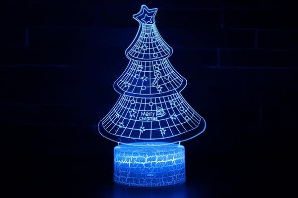 3D Illusjon Nattlamper Juletre for Barn, 16 Farger C