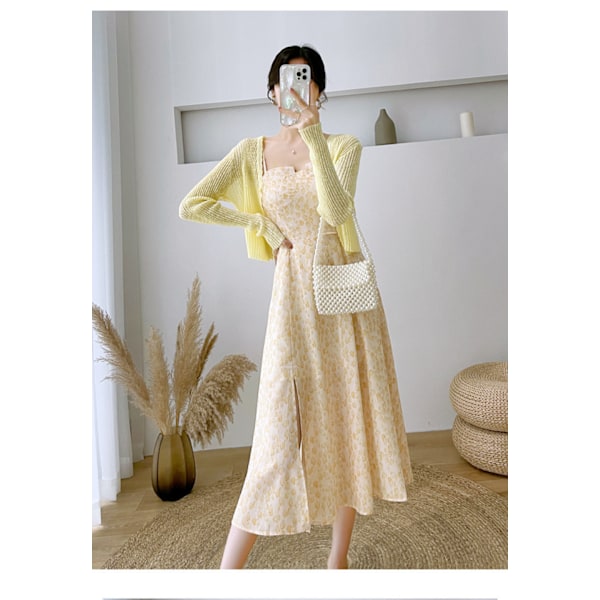 Ferie Chiffon Suspender Kjole Dame Toppe (Gul  L)