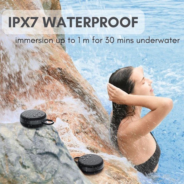 Bluetooth Højttaler, Brusebadshøjttaler med True Wireless Stereo, Bluetooth 5.2, 25 timers afspilningstid til Kajak, Strand, Rejse, Pool