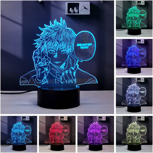 Satoru Gojo 3D Illusion Jujutsu Kaisen LED Anime Lampa 16 Col