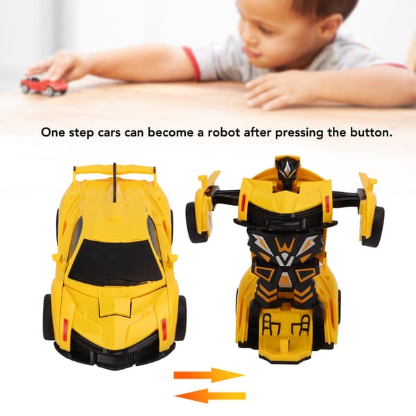 2 stk Deformasjon Bil Plast En Nøkkel Deformasjon 2 i 1 Transformerende Robotbil for Gutter Over 3 Yellow