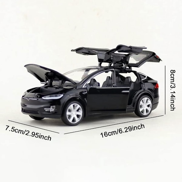 1:32 Skalmodell X Leksaksbil i Metall, Diecast Leksaksfordon för Barn, Leksaksbil, Drag tillbaka Metallbil med Ljus och Musik, Leksaker Födelsedagspresent till Barn Black