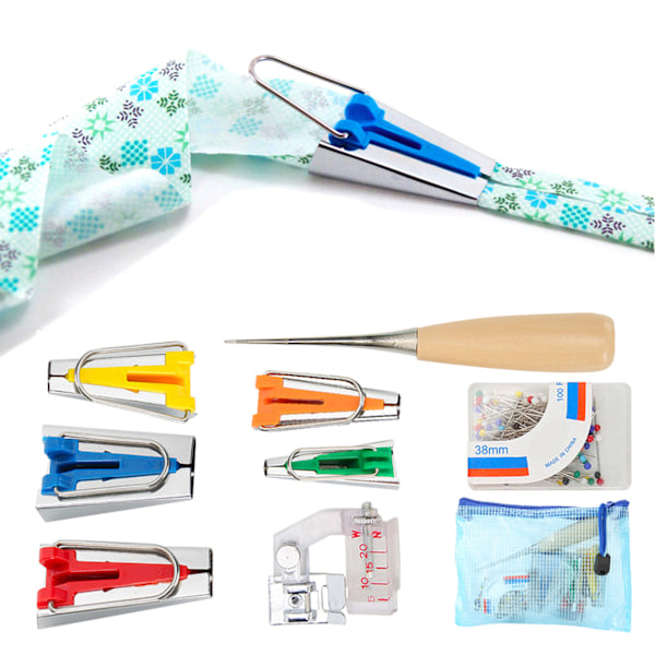 Bindningsverktyg Tyg Snedställningsbandtillverkare Quiltpressarfot Binderfot Sy DIY5 Bindningsverktyg Set