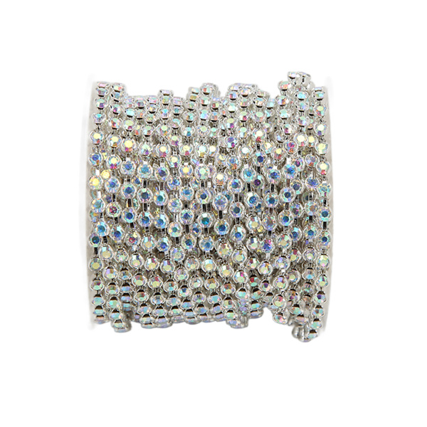 Rhinestone Trim 10yd oksidasjonsbestandig blank overflate robust holdbar utsøkt design mye brukt Rhinestone ChainAB farget Rhinestone på sølv
