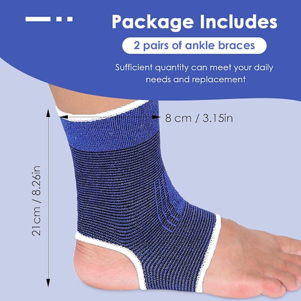 4 stycken/ 2 par barns ankelstöd kompressionsstrumpor för barn elastiska barn kompressionsstrumpor stickade ankelstöd stöd ankelstrumpa för jogging R Dark Blue 10-15 Years