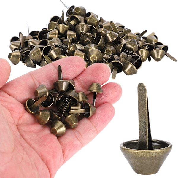 200 stk. flade fødder studs antikke messing DIY læder bagage håndtasker håndværk tilbehør 12mm