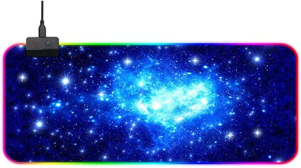 RGB Spill-Proof Gaming Mouse Pad, 14 Lighting Modes Illuminated LED Desk Mouse Mat, Power-Off Memory Function, Non-Slip Rubber Base and Water Resistant