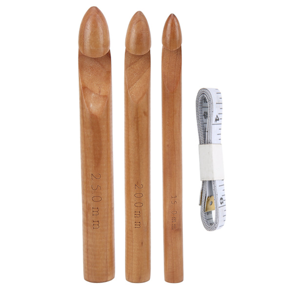 Stora virknålar 20 cm ergonomisk design premium naturligt bambu glänsande virknål