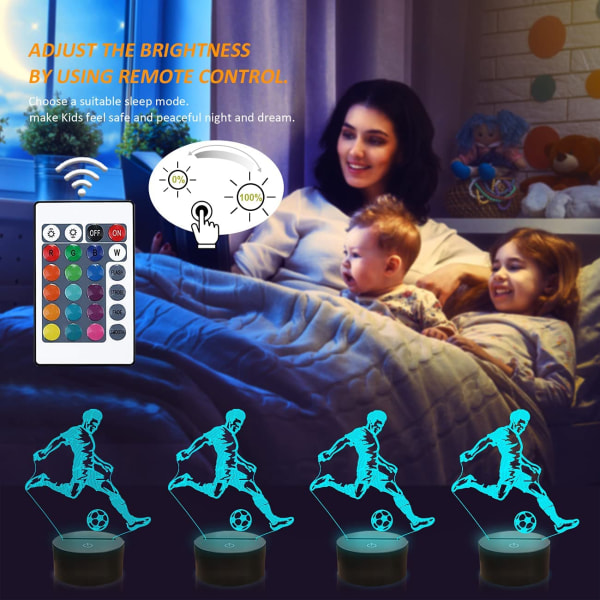 Fodbold Natlys, 3D Optisk Illusion Lampe til Fodboldfan