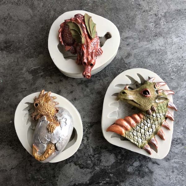 3 stk. Påske Dinosaur Egg Fondant Form Drage Godteri Form Sil