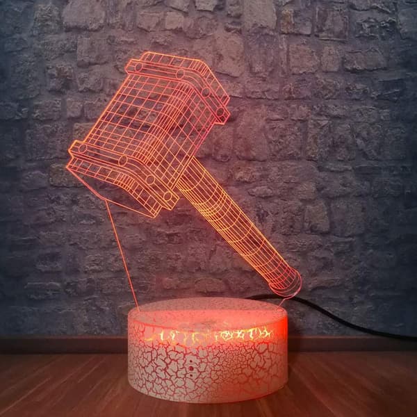 3D nattlampa, Thor Hammer 3D Illusion Lamp Heminredning Sovrum