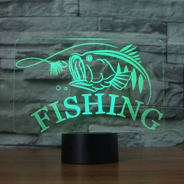 3D Fisk Dyr Nattlys Bord Skrivebord Optisk Illusjon Lamper