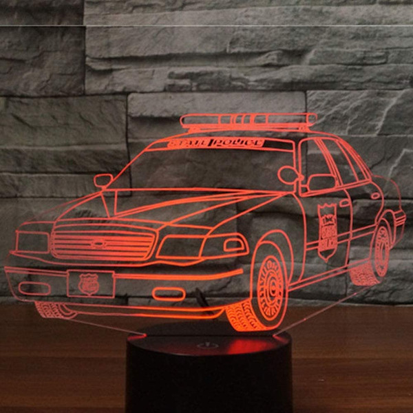 Polisbil 3D LED Nattljus Bordsskiva Optisk Illusion La