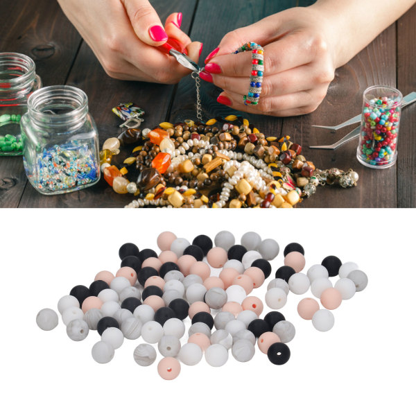 100 stk 9 mm silikone perler DIY runde flere farver Silikone løse perler til halskæder Babylegetøj type C