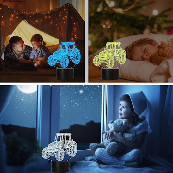 Traktor Gaver til Børn, Traktor 3D Natlampe Illusionslampe