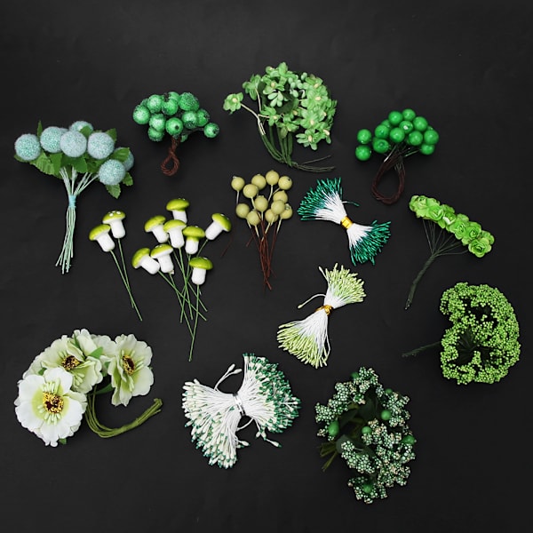 Kunstig blandet blomstersett grønt skum DIY håndlaget hjemmedekorasjon (#1-#13) #1-#13