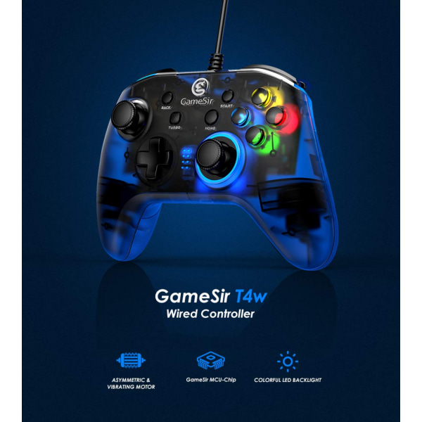 T4W Trådbunden spelkontroll Joystick för PC Windows 10/8/7 Dua