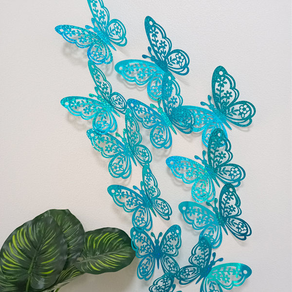3D Butterfly Wall Sticker 3 Størrelser Butterfly Wall Decals Butterflies Klistremerker for Vegger Soverom Fest Bryllup Dekorasjoner(Blå)
