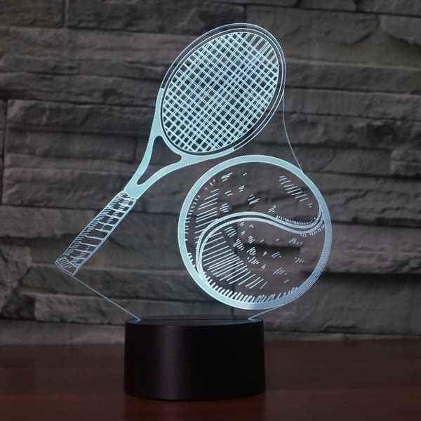 3D Tennis Natlampe Touch Switch 7 Farveskift LED Bordlampe