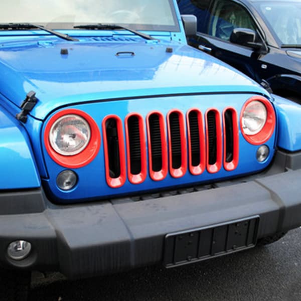 2 stk Dekk for Frontlykt på Bil, Passer til Jeep Wrangler 2007-2017 Rød