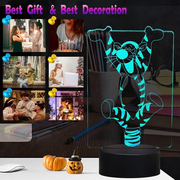 Julegave Tiger Nattlys 3D Nattlampe Bursdagsgave