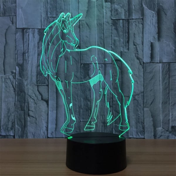 3D LED Vild Varg Optisk Illusion Nattlampa, 7 Färgförändring