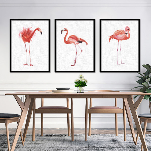 Flamingo Wall Art Lærredstryk Plakat, Enkelt Mode Akvarel Kunsttegning Dec