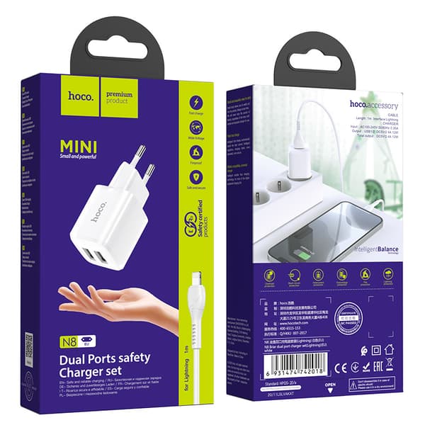 hoco. N8 Lingyi dual-port oplader europæisk standard til Appl